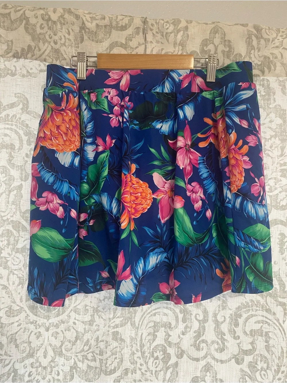 Talbots + Miraclesuit Vented Tropical Floral Beach Swim Skirt Blue Pink 20W